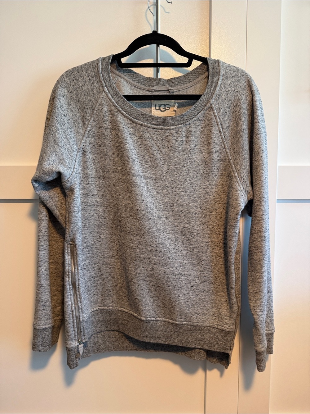 UGG Light Grey Heather Crewneck Sweatshirt with Side Zip